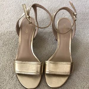 Gold Block Heel Sandals